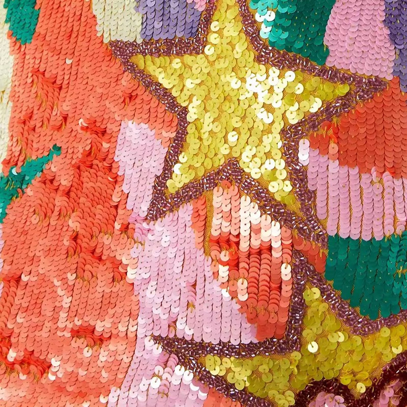 ColourFull Pattern Sequin Dress Sleeveless Slim Fashion Mini Dress for Women