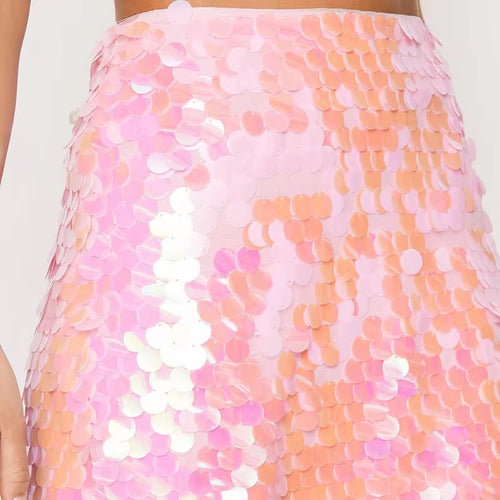 High Waist Glitter Mini Skirt for Women Elegant Disc Sequin Design for Parties